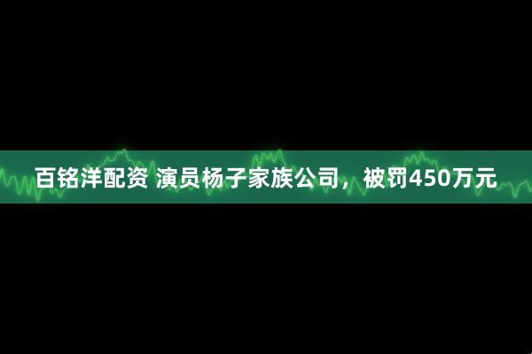 百铭洋配资 演员杨子家族公司，被罚450万元